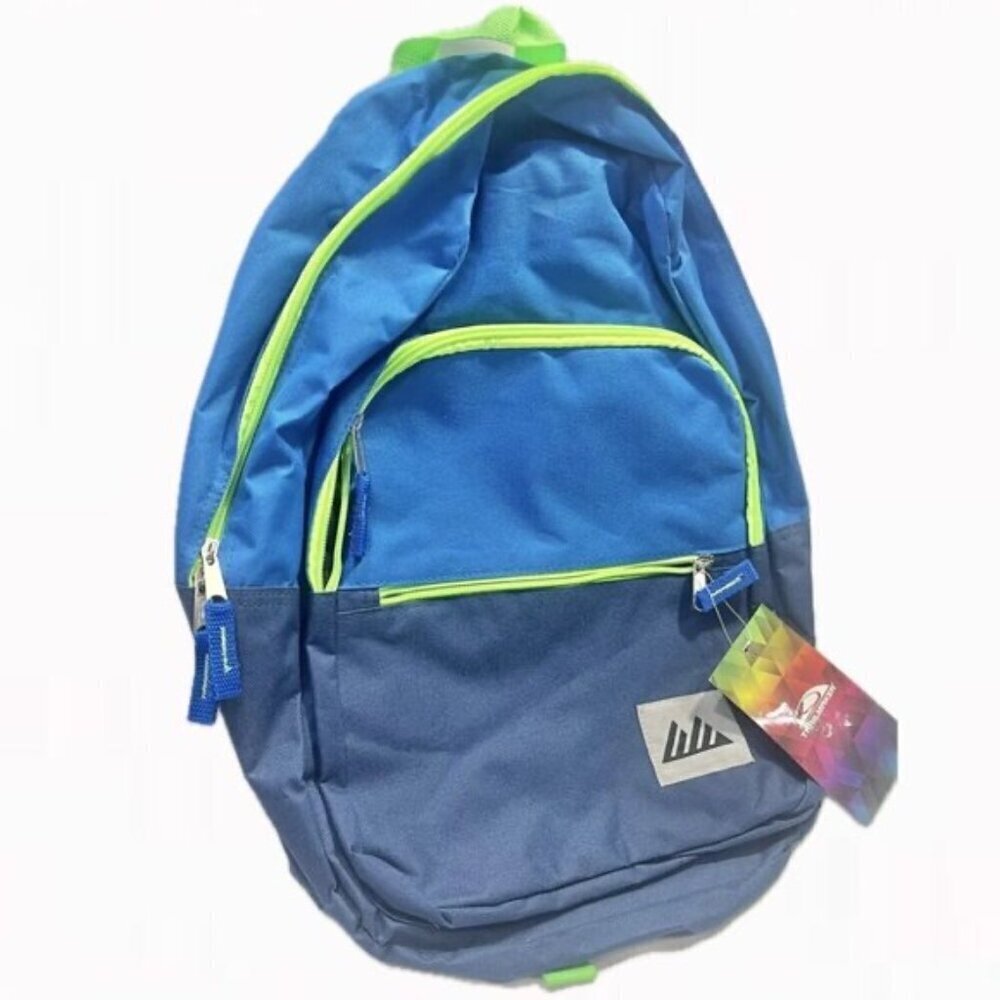Trailmaker Backpack Classic Blue with Green Yellow Straps & Zipper NWT - Picture 7 of 9